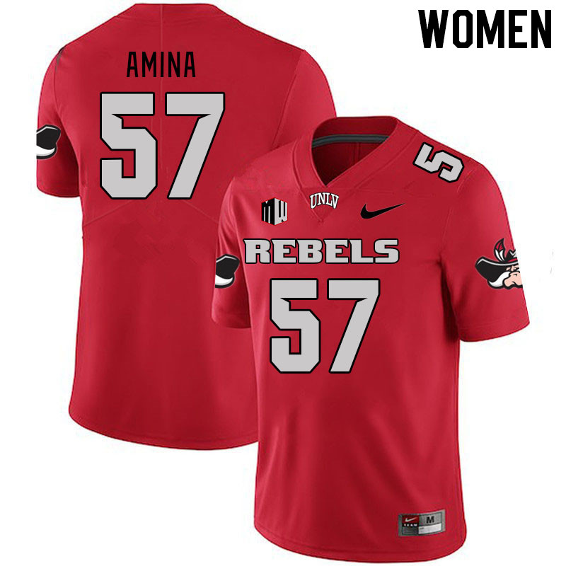 Women #57 Bam Amina UNLV Rebels 2023 College Football Jerseys Stitched-Scarlet - Click Image to Close